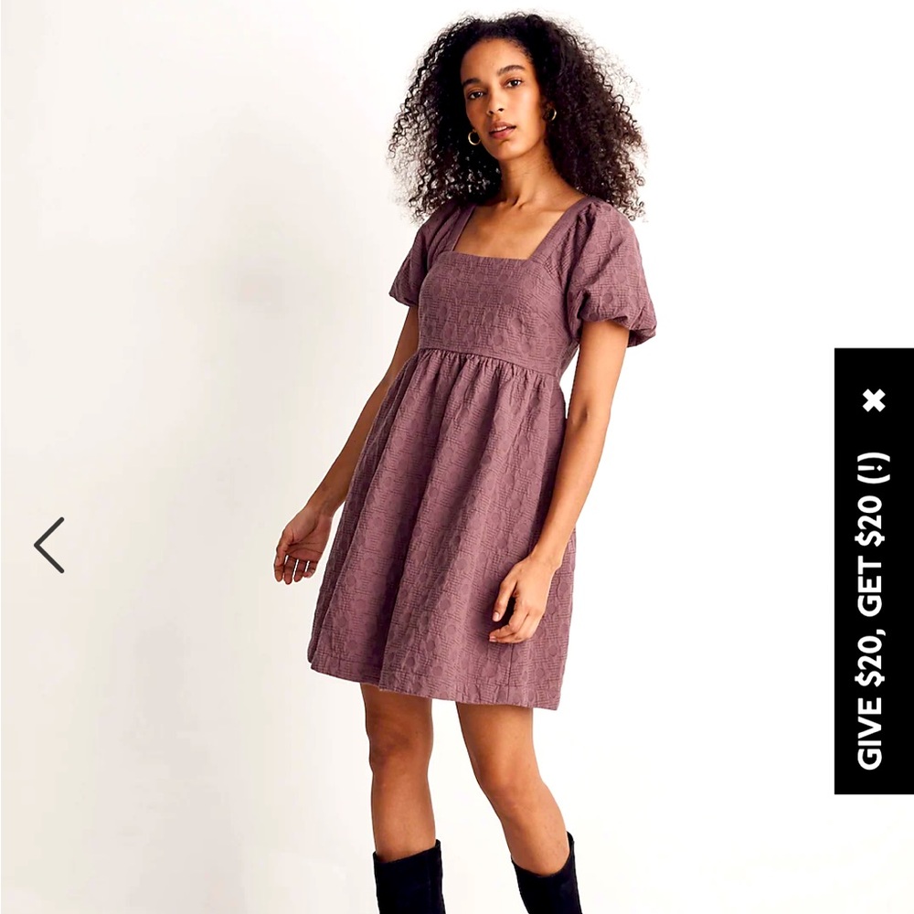 Madewell Floral Quilted Purple Dress